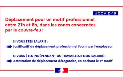Attestations de déplacement motif professionnel “couvre-feu”