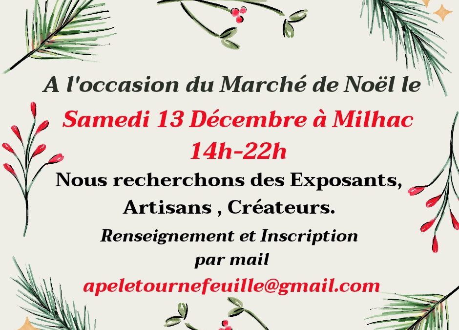 Appel à candidatures : Marché de Noël à Milhac